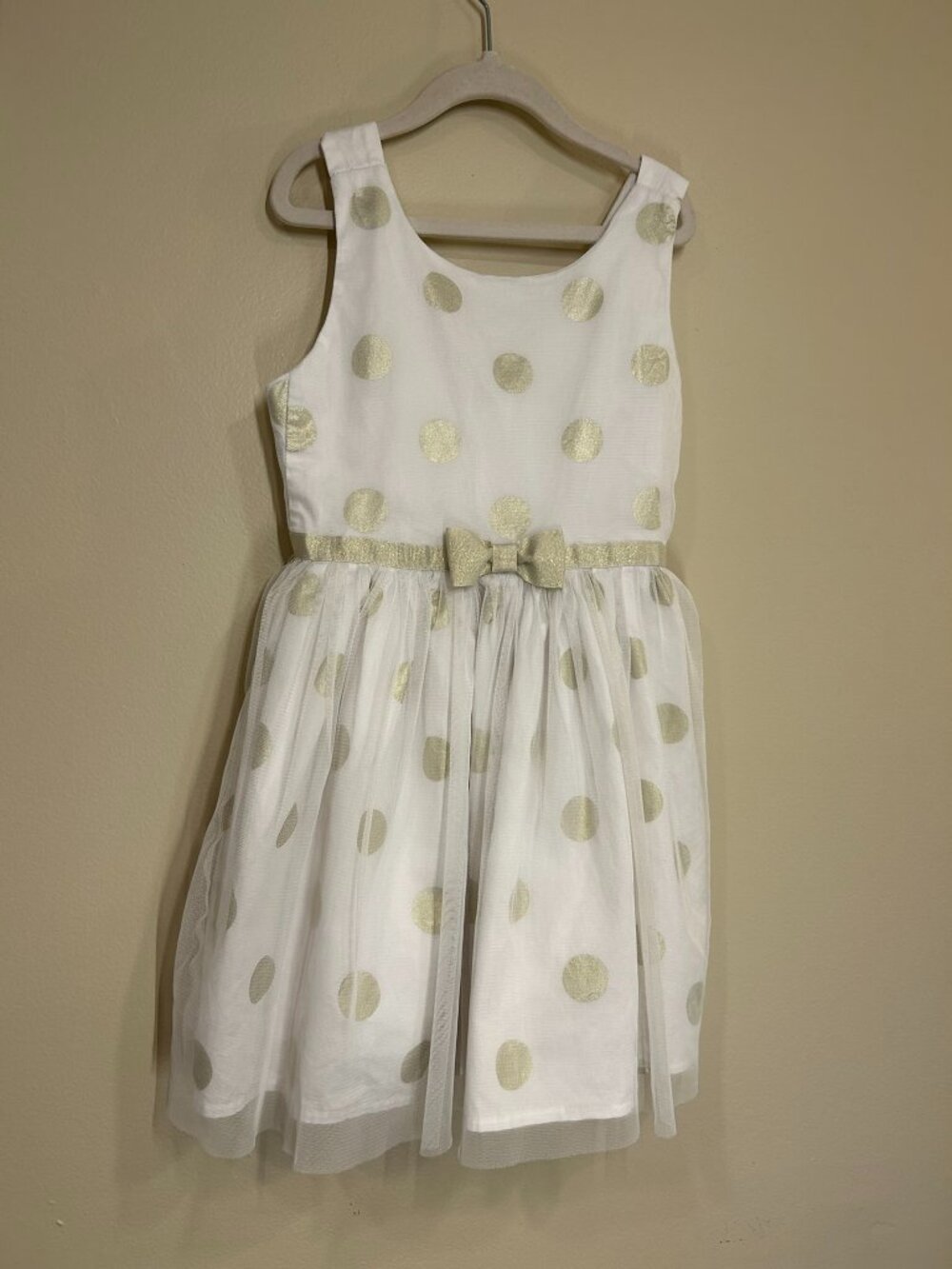 7Y Girls White Tulle Polka Dot Cotton Fancy Dress Boboli Brand